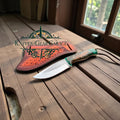Western Knife and Sheath – 8" Handmade Rasp Steel Blade with Green Epoxy Resin Handle - Escape_realityedc