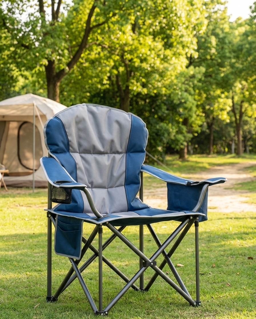 500 lbs Heavy Duty Folding Camping Chair w/ Cup Holder & Cooler Bag | Portable Outdoor Beach Seat - Escape_realityedc