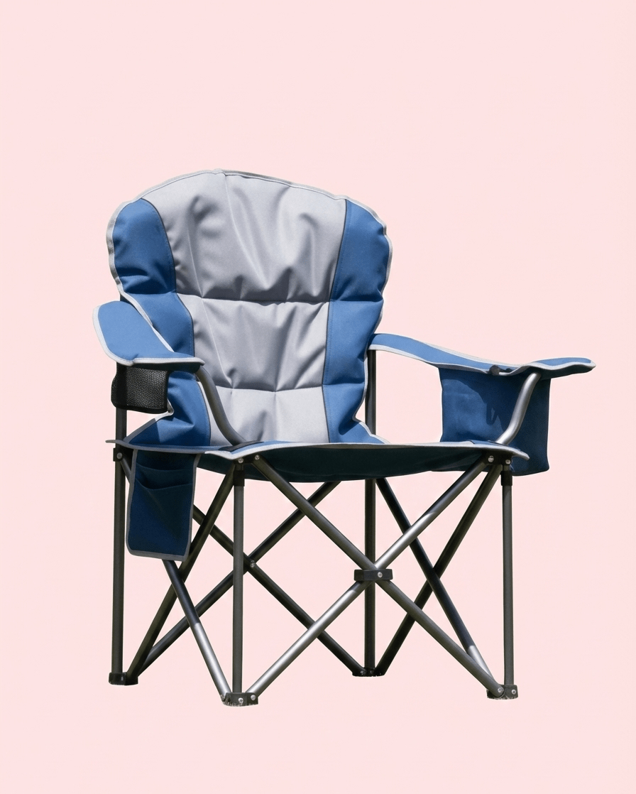 500 lbs Heavy Duty Folding Camping Chair w/ Cup Holder & Cooler Bag | Portable Outdoor Beach Seat - Escape_realityedc