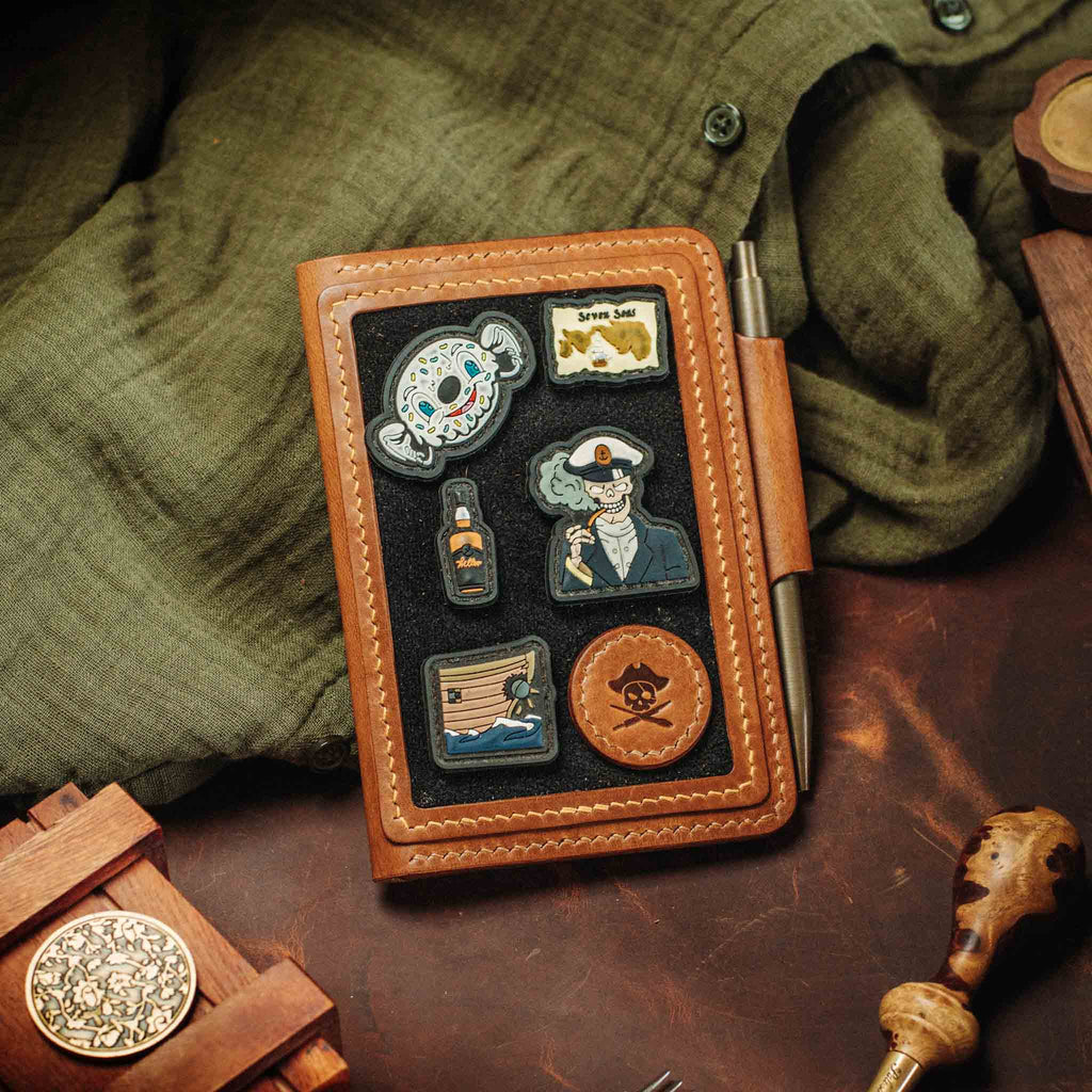 Pirate Goods Quartermaster v2 Passport Wallet – Leather Travel EDC Organizer with Velcro Panel & Field Notes Holder - Escape_realityedc