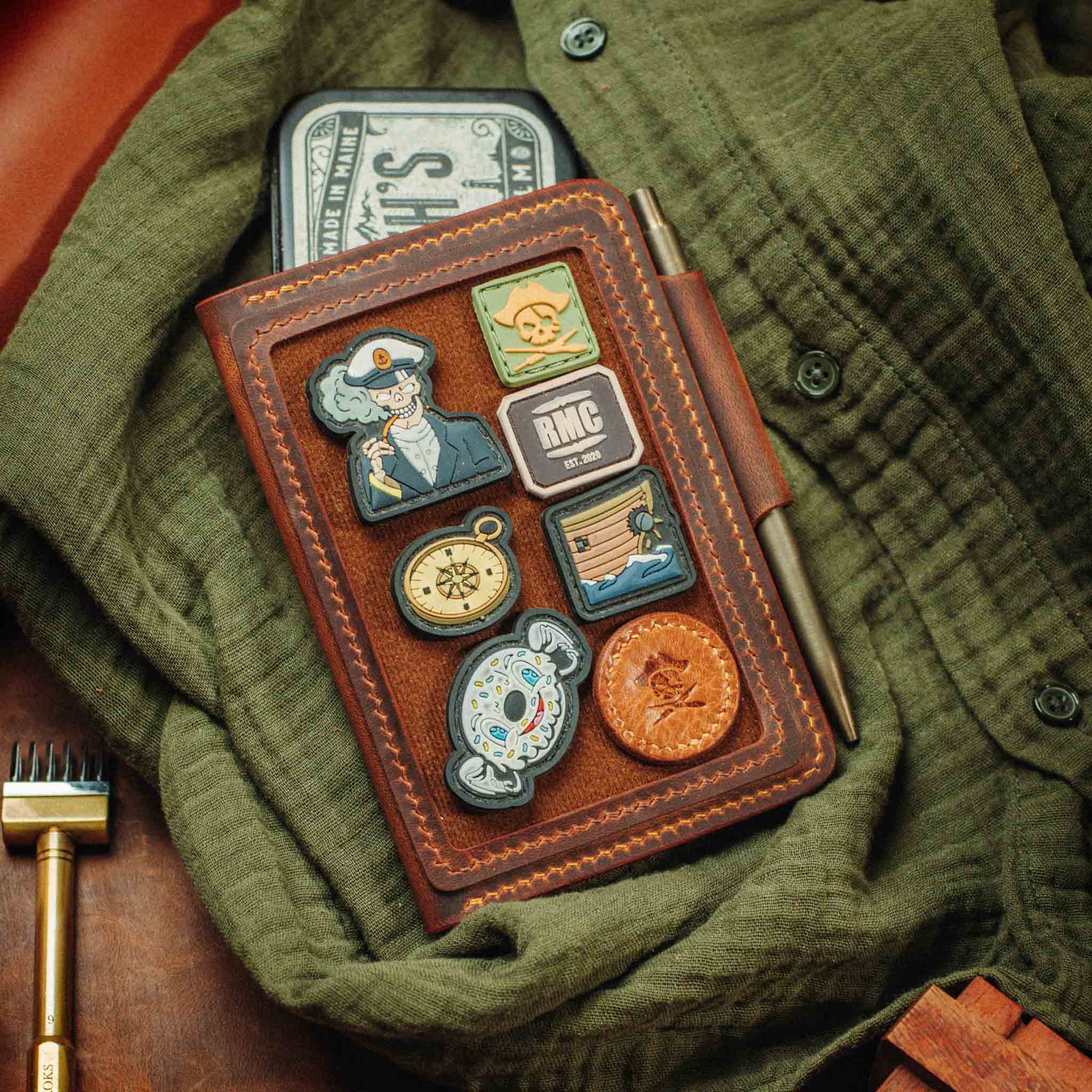 Pirate Goods Quartermaster v2 Passport Wallet – Leather Travel EDC Organizer with Velcro Panel & Field Notes Holder