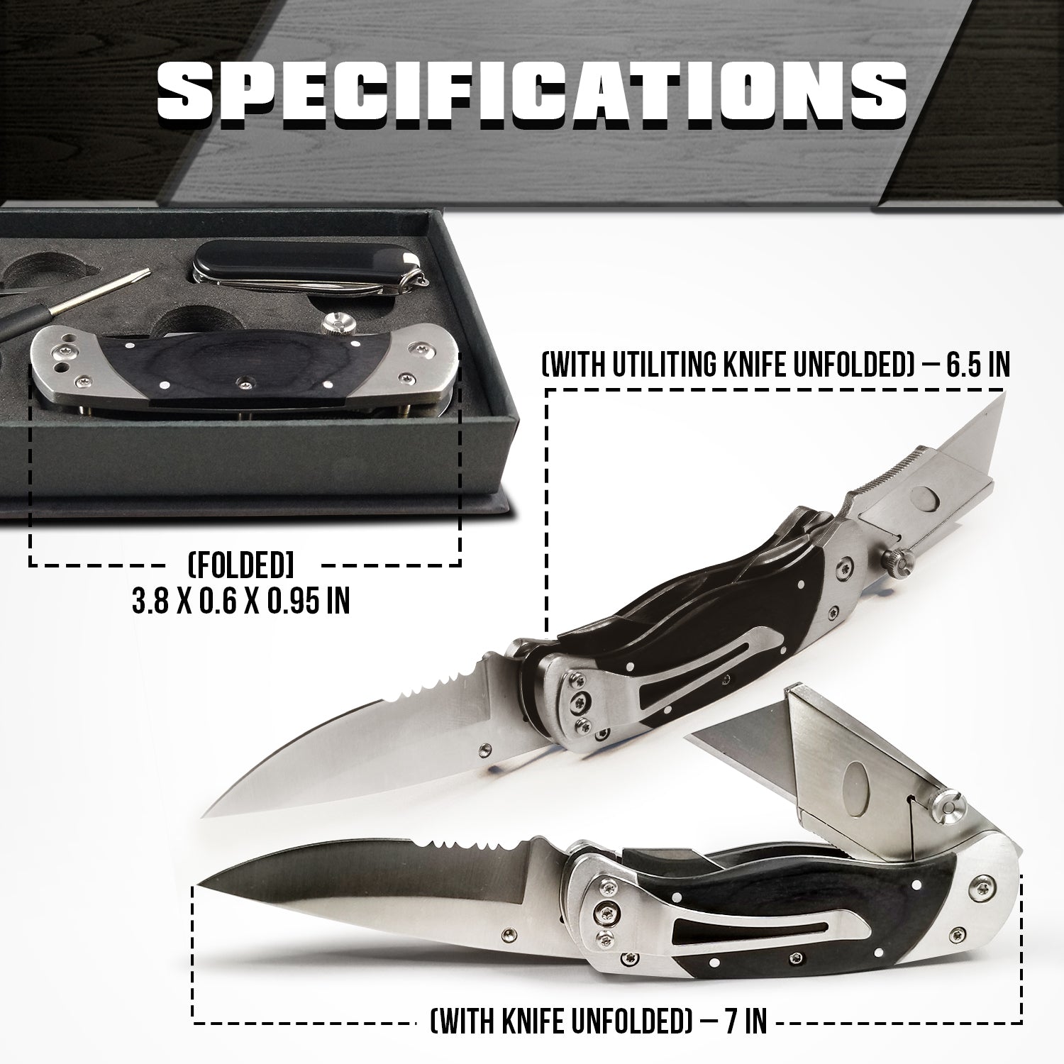 Premium Utility Knife, Folding Pocket Knife Combo, Box Cutter, Heavy Duty Dual Blades W/Belt Clip Gift Set for Dad Carpenter or Construction Worker - Escape_realityedc