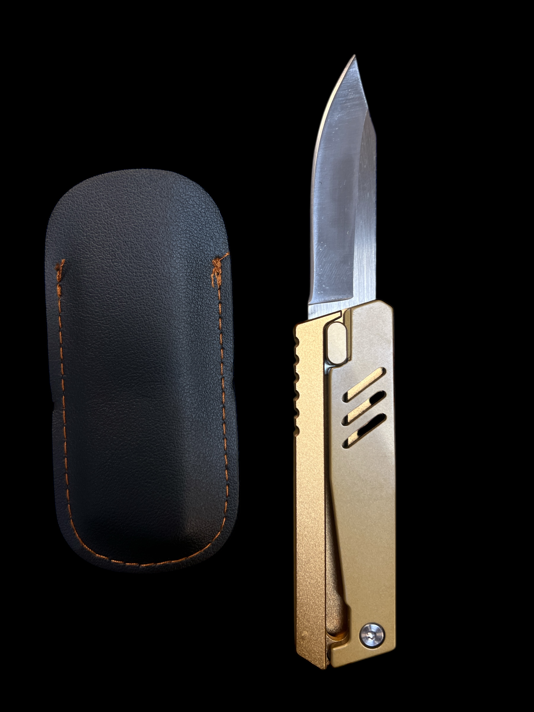 Thumb Switch "Gravity" Knives - Includes Leather Case (3cR13 Steel)