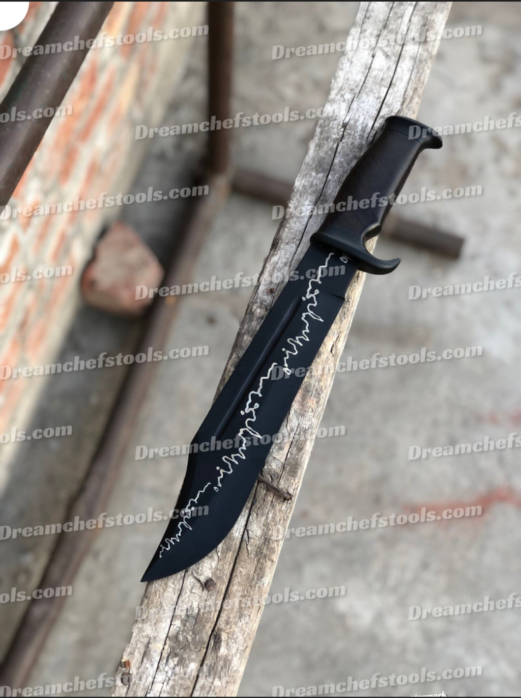 Custom Acid Etched D2 Steel Bowie Knife | Rosewood Handle with Steel Guard & Leather Sheath