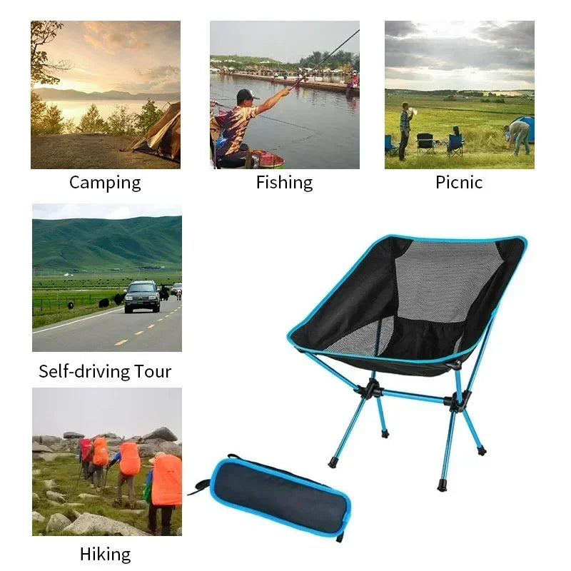 Ultralight Collapsible Camping Chair - Portable Folding Chair for Beach, Hiking, Picnic & Travel