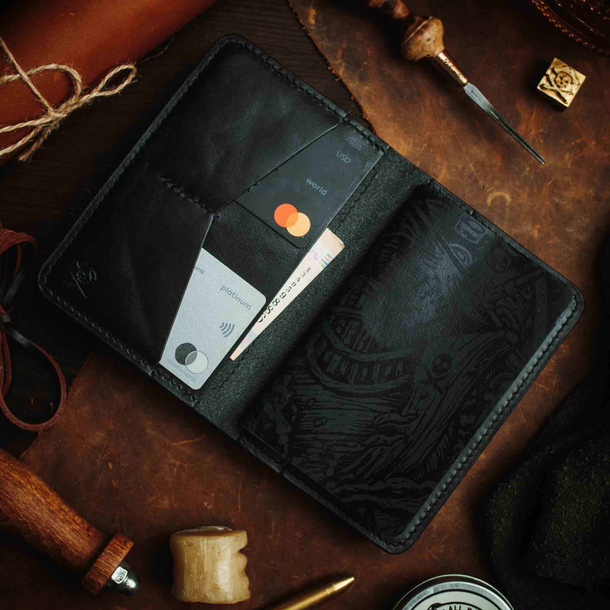Pirate Goods Quartermaster v2 Passport Wallet – Leather Travel EDC Organizer with Velcro Panel & Field Notes Holder - Escape_realityedc